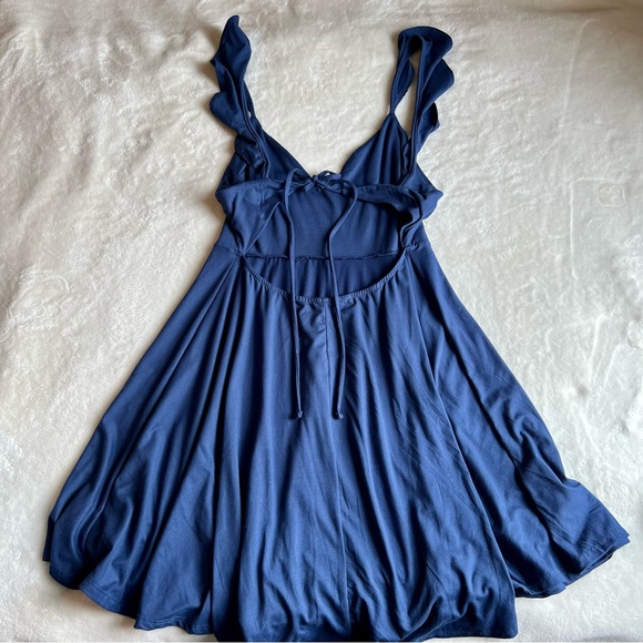 Flowy mini dress, pale navy color, size medium - Picture 2 of 3